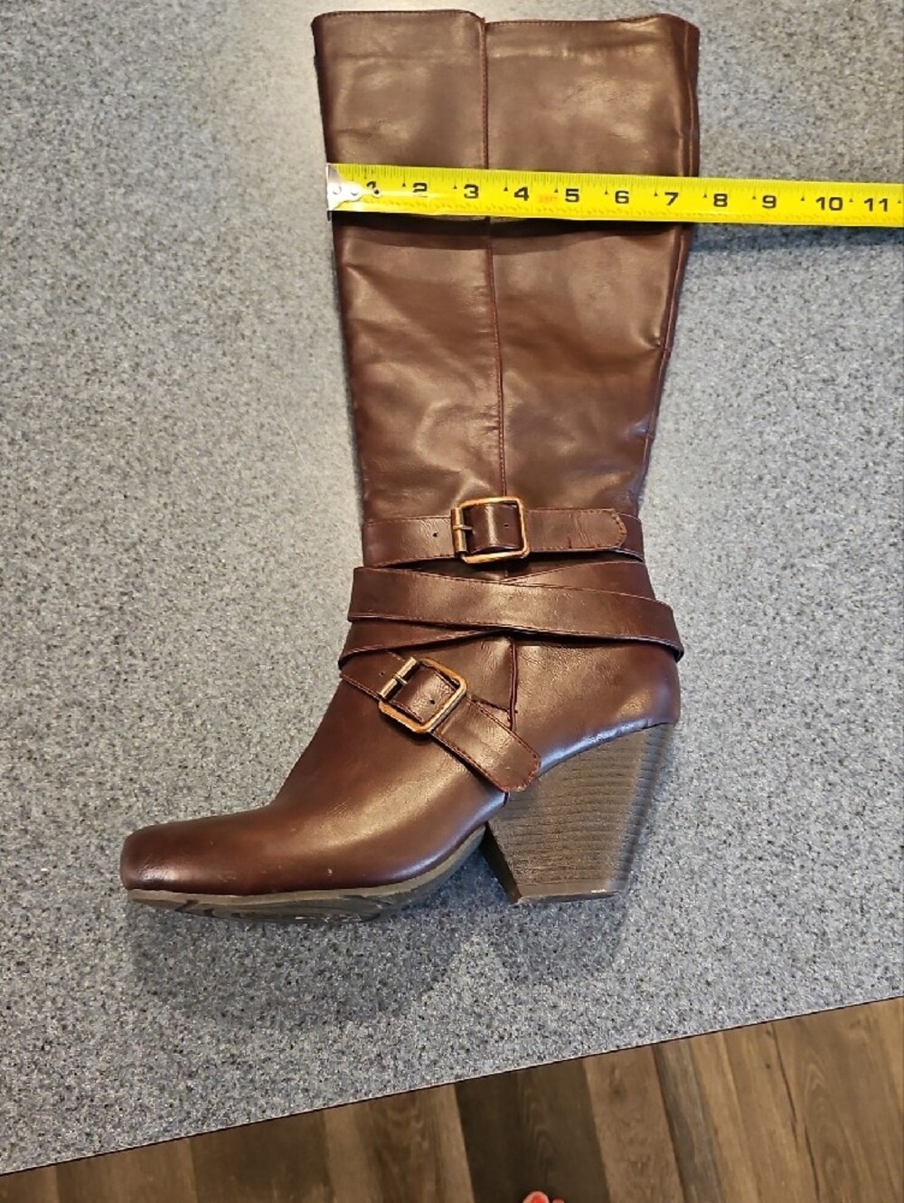 Women’s Tall Buckle Riding Style Boots in Dark Brown Leather - Picture 10 of 13